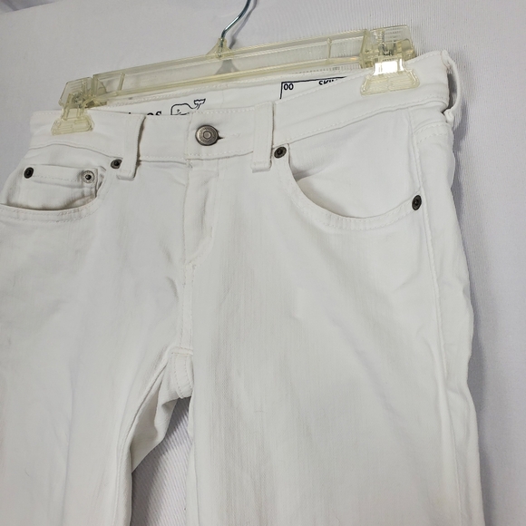 Vineyard Vines White Straight Leg Jeans w/ Blue & Silver Stars Embroidered Sz 00 - Picture 3 of 12